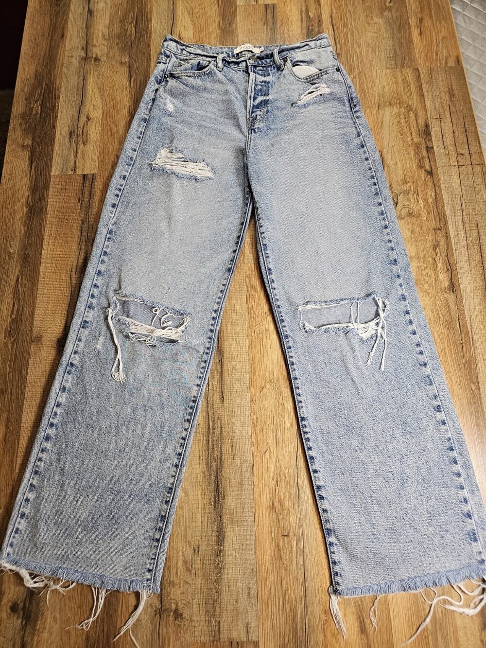 Hidden Los Angeles High Rise Distressed Wide Leg Jeans Women's Size 28